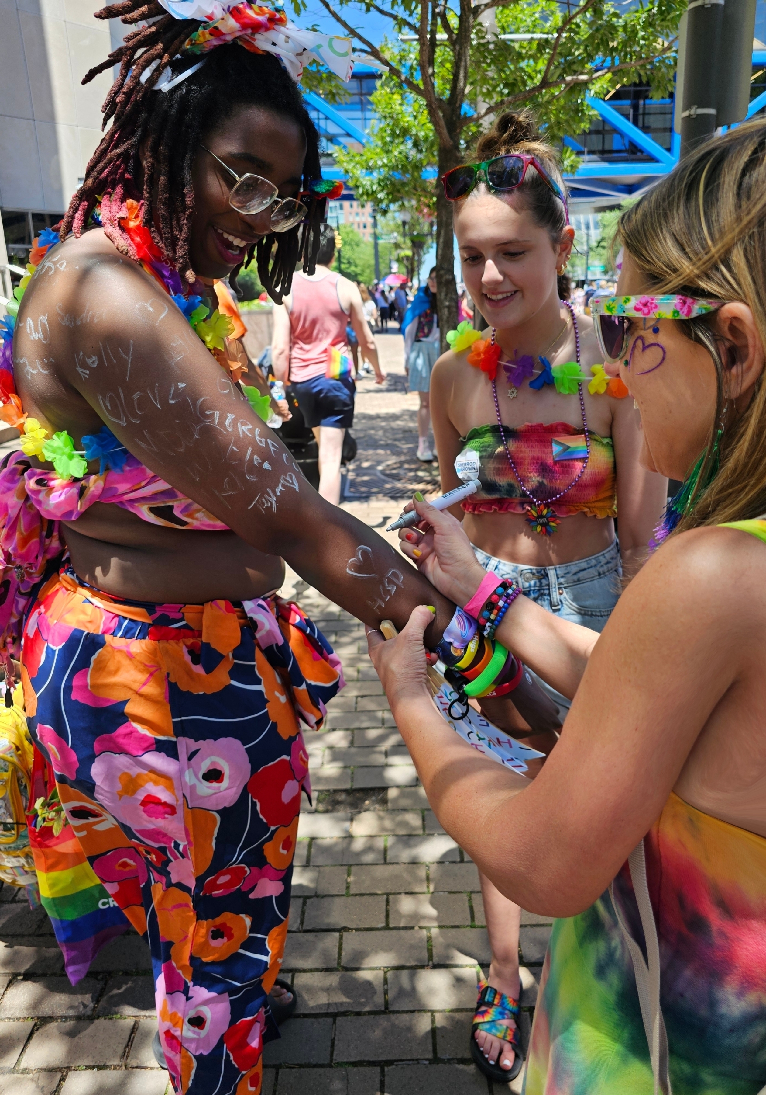 Friends celebrating at Pride